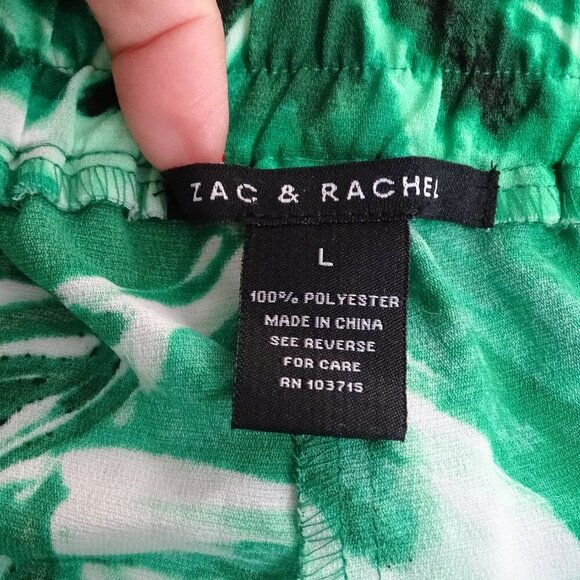 Zac and Rachel Tropical Shorts Pull-on Women Size L Green White Summer Vacation - Picture 4 of 9